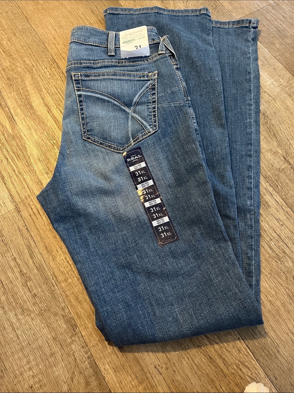 Ariat Aria Ladies High Rise Daniela Blue Denim Jeans - Boot Cut Fit extra long